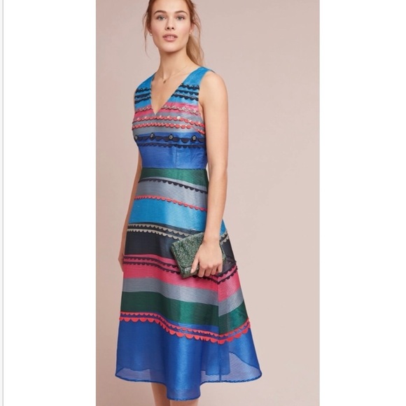 Anthropologie Diane Graphic Striped Midi Dress XS New - Picture 16 of 16